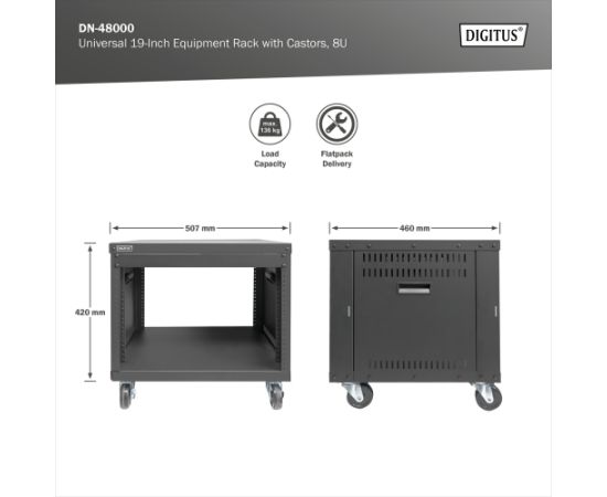 Digitus Universal 19-Inch Equipment Rack with Castors, 8U DN-48000 Серверы и компоненты серверов