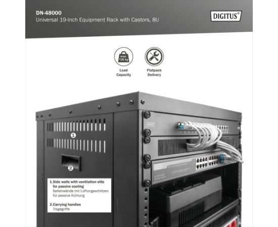 Digitus Universal 19-Inch Equipment Rack with Castors, 8U DN-48000 Серверы и компоненты серверов
