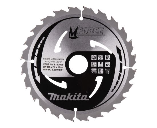 Griešanas disks kokam Makita B-32035; 185 mm Zāģripas