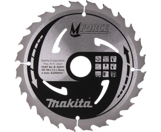 Griešanas disks kokam Makita B-32041; 190 mm Zāģripas