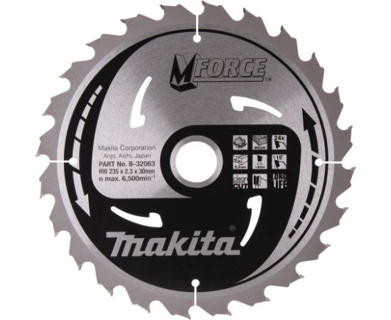 Griešanas disks kokam Makita B-32063; 235 mm Zāģripas
