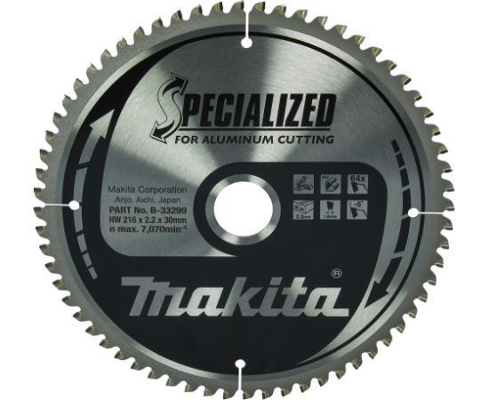Griešanas disks alumīnijam Makita B-33299; 216 mm Zāģripas