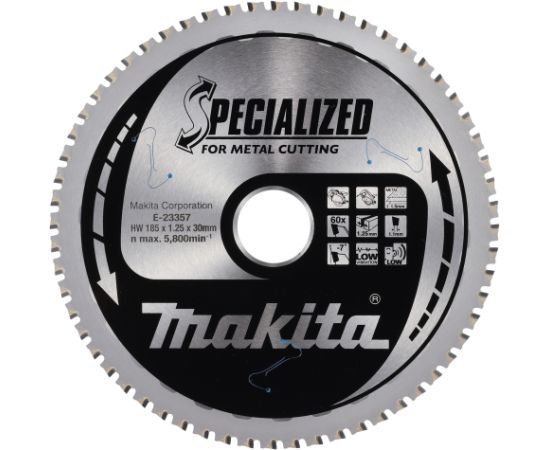 Griešanas disks metālam Makita E-23357; 185 mm Zāģripas
