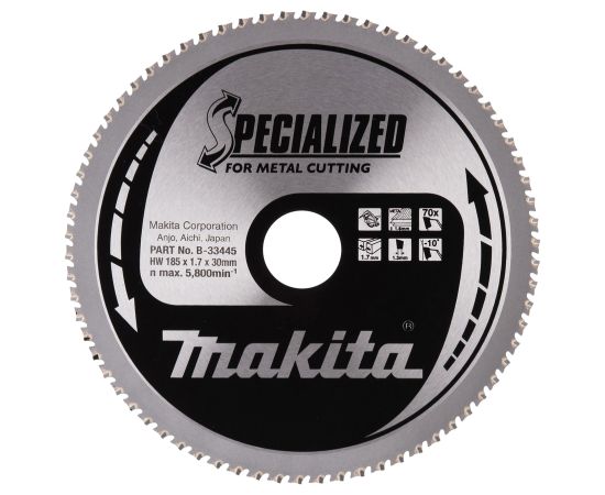 Griešanas disks metālam Makita B-33445; 185 mm Zāģripas