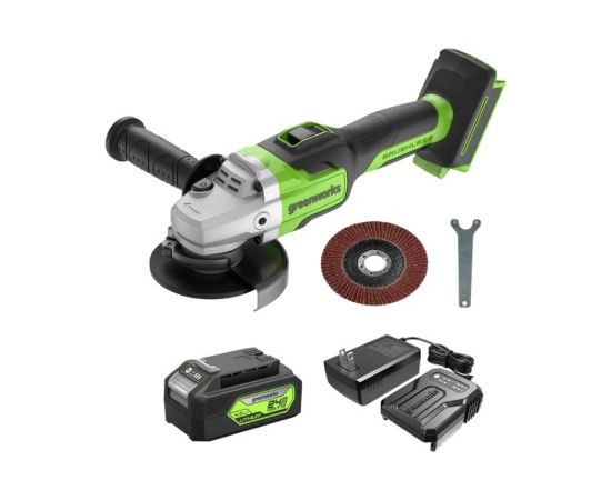 Leņķa slīpmašīna Greenworks GD24AGK4; 24 V; 1x4,0 Ah akum. Slīpmašīnas