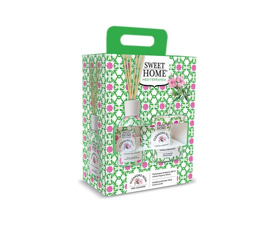 Sweet Home Collection Pink Oleander Set - Dárková sada aroma difuzéru se svíčkou Smaržas - NESAKĀRTOTS