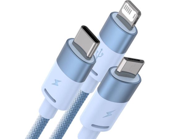3in1 USB cable Baseus StarSpeed Series, USB-C + Micro + Lightning 3,5A, 1.2m (Blue) Data USB kabeļi
