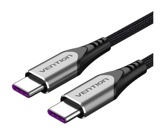 USB-C 2.0 to USB-C Cable Vention TAEHG 1.5m PD 100W Gray Data USB kabeļi