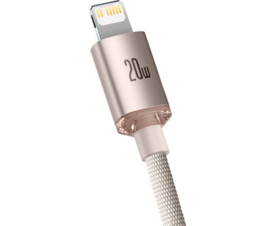 Kabel USB-C do iP Baseus Crystal Shine,  20W, 2m (różowy) Data USB kabeļi