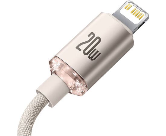 Kabel USB-C do iP Baseus Crystal Shine,  20W, 2m (różowy) Data USB kabeļi