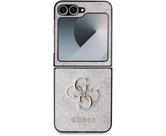 Guess PU 4G Metal Logo Case Aizsargapvalks priekš Samsung Galaxy Z Flip 6/7 FE / rozā Neoriģinālie Maciņi