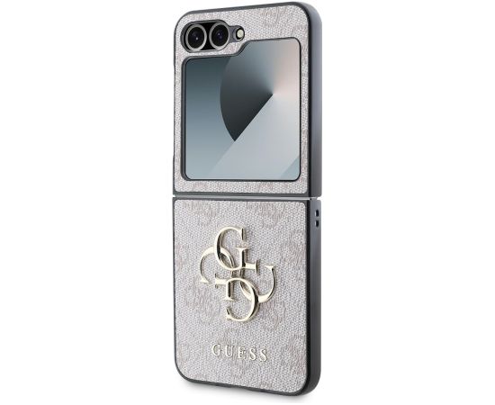 Guess PU 4G Metal Logo Case Aizsargapvalks priekš Samsung Galaxy Z Flip 6/7 FE / rozā Neoriģinālie Maciņi