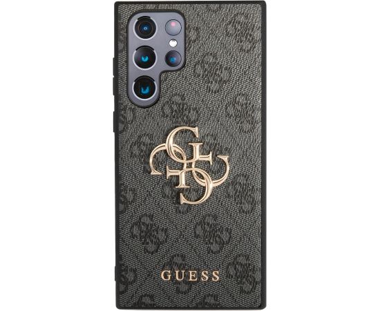 Guess PU 4G Metal Logo Case Aizsargapvalks priekš Samsung Galaxy S24 Ultra / pelēks Neoriģinālie Maciņi