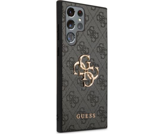 Guess PU 4G Metal Logo Case Aizsargapvalks priekš Samsung Galaxy S24 Ultra / pelēks Neoriģinālie Maciņi