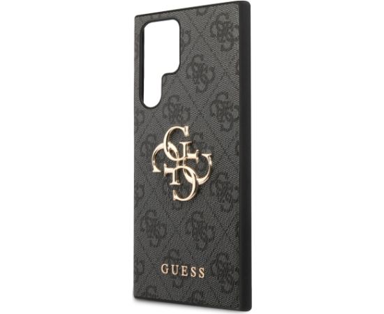 Guess PU 4G Metal Logo Case Aizsargapvalks priekš Samsung Galaxy S24 Ultra / pelēks Neoriģinālie Maciņi
