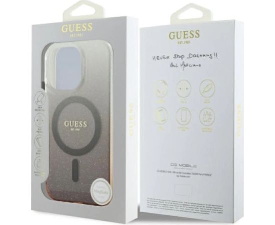 Guess IML Glitter Gradient MagSafe Aizsargapvalks Priekš Apple iPhone 16 Pro Max Neoriģinālie Maciņi