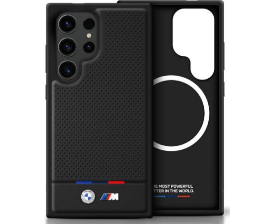 BMW Leather Tricolor Stripe with MagSafe Aizmugurējais Apvalks priekš Samsung Galaxy S25 Ultra Neoriģinālie Maciņi