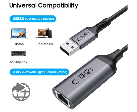 TECH-PROTECT ULTRABOOST adapteris USB 3.0 uz ETHERNET RJ45 | 1000MBPS | melns Jaunumi - Datori