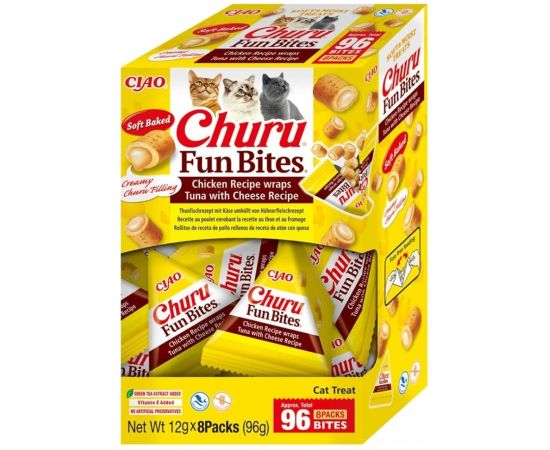 INABA Churu Fun Bites Chicken, tuna and cheese - cat treats - 8x12g Сухой корм для кошек