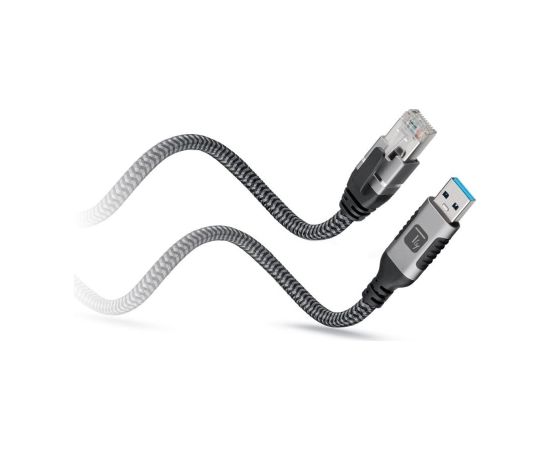 Techly ICOC U3A-RJ45-010 networking cable Black, Silver 1 m Cat6 F/UTP (FTP) Дата USB-кабели