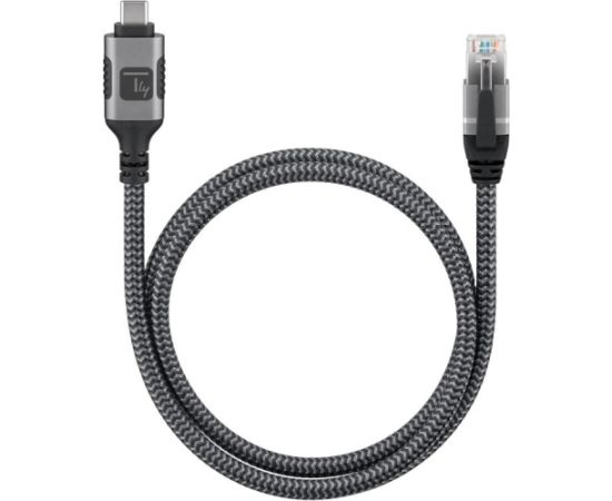 Techly ICOC U3C-RJ45-010 networking cable Silver, Black 1 m Cat6 F/UTP (FTP) Дата USB-кабели