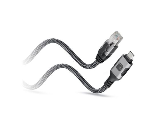 Techly ICOC U3C-RJ45-010 networking cable Silver, Black 1 m Cat6 F/UTP (FTP) Дата USB-кабели