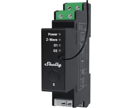Sterownik dwukanałowy na szynę DIN Z-Wave Shelly Wave Pro 2PM LR Gudrā māja