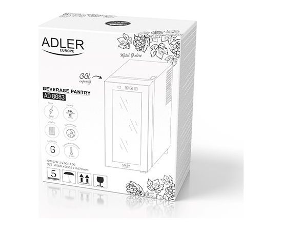 Adler AD 8083 Beverage/wine larder Black Jaunumi Sadz. tehnika
