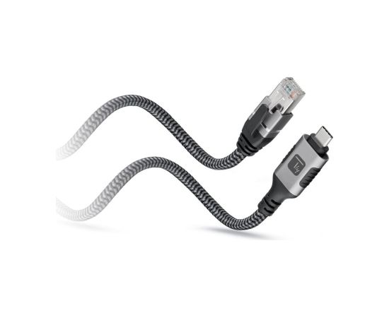 Techly ICOC U3C-RJ45-030 networking cable Silver, Black 3 m Cat6 F/UTP (FTP) Data USB kabeļi