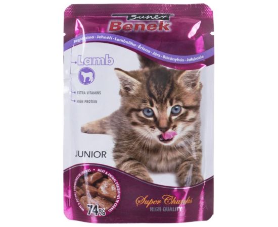 SUPER BENEK Junior Lamb in sauce - wet cat food - 100 g Kaķu konservi