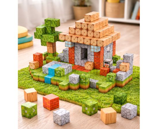 Leantoys Magnetic Construction Blocks Cubes Square World 3D 312 pcs. Jaunumi, Bērnu preces