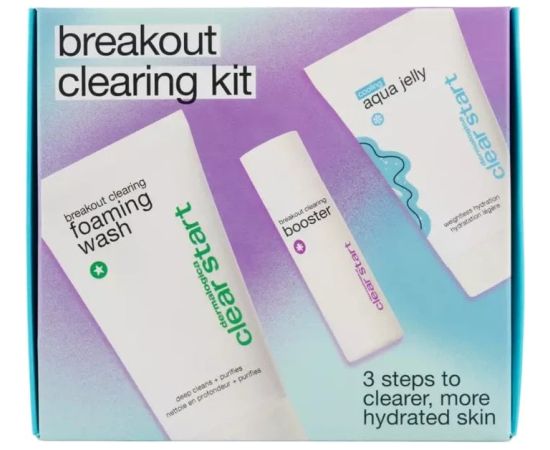 Clear Start Breakout Clearing Kit Set Dermalogica: Clear Start Aqua Jelly, For Regulation Of Excessive Sebum, Gel, For Face, 25 ml + Clear Start, Cleanser, Cleansing Foam, 75 ml + Clear Start Booster, Niacinamide, Calming & Cooling, Local Treatment L Dāvanu komplekti