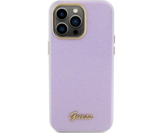 Guess Glitter Glossy Script Back Case Aizsargapvalks Priekš Apple iPhone 15 Pro Max Neoriģinālie Maciņi