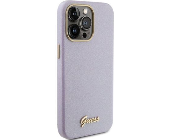 Guess Glitter Glossy Script Back Case Aizsargapvalks Priekš Apple iPhone 15 Pro Max Neoriģinālie Maciņi