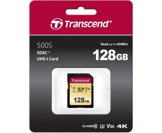 Memory card Transcend SDXC SDC500S 128GB CL10 UHS-I U3 Up to 95MB/S