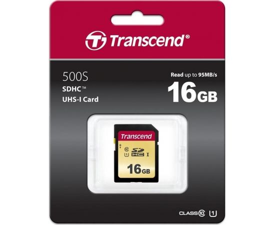 Memory card Transcend SDHC SDC500S 16GB CL10 UHS-I U1 Up to 95MB/S