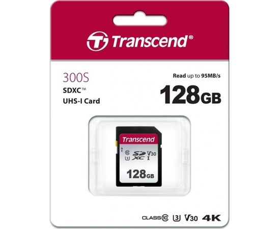 Memory card Transcend SDXC SDC300S 128GB CL10 UHS-I U3 Up to 95MB/S