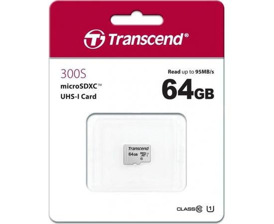 Memory card Transcend microSDXC USD300S 64GB CL10 UHS-I U1 Up to 95MB/S