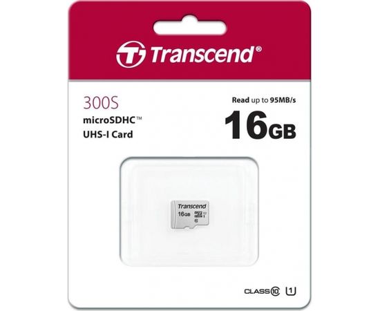 Memory card Transcend microSDHC USD300S 16GB CL10 UHS-I U1 Up to 95MB/S