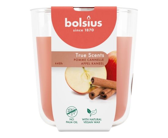 Bolsius Ароматическая свеча в стеклянном стакане True Scents Ø97x85 мм, яблоко-коричное. Свечи и подсвечники