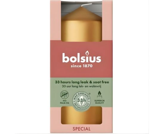 Bolsius Svece cilindrs Ø120x58mm zelta Sveces un svečturi