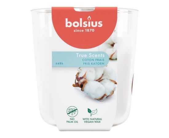 Bolsius Svece arom. stikla gl. True Scents Ø97x85mm fresh cotton Sveces un svečturi