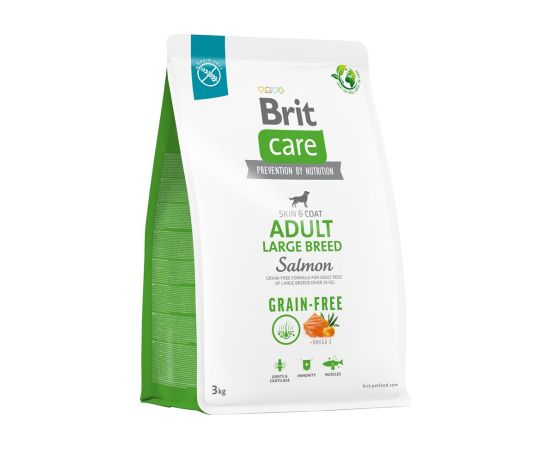 Dry food for adult dogs, large breeds - BRIT Care Grain-free Adult Salmon- 3 kg Suņu barība