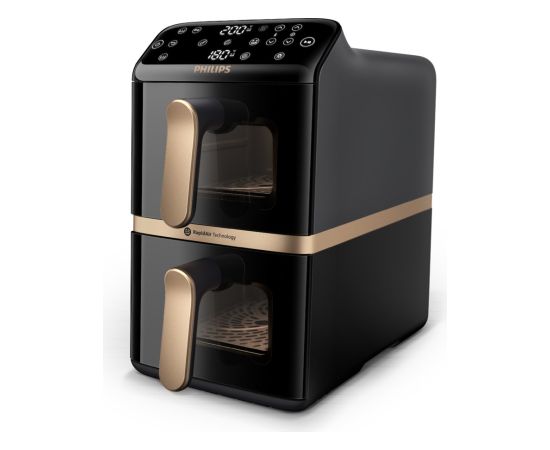 Philips 4000 series Dual Stack Airfryer Vertical Basket 10L Double Stand-alone 2750 W Hot air fryer Black Воздушные котлы (AirFryer)