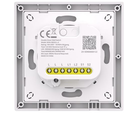 SONOFF MINI-ZB2GSL-E ZigBee two-channel wall switch without nat. Viedie slēdži