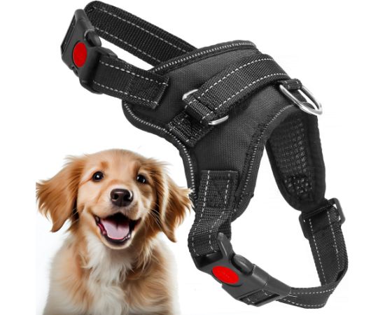 Regulējamas suņa siksnas Springos PA0305, izmērs L, 36-55 kg, bezspiediena iejūgs, melns Citas preces