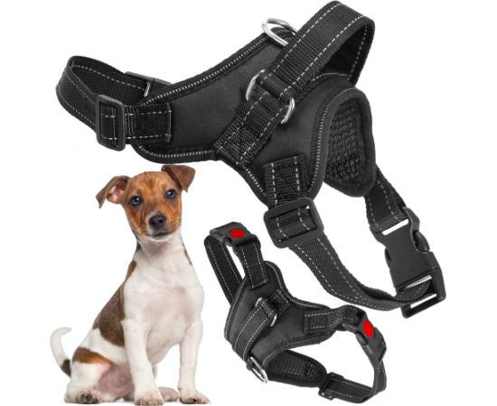 Regulējamas suņa siksnas Springos PA0305, izmērs L, 36-55 kg, bezspiediena iejūgs, melns Citas preces