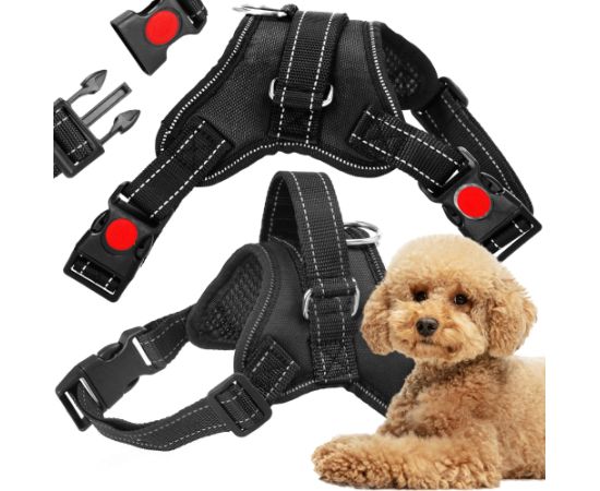 Regulējamas suņa siksnas Springos PA0305, izmērs L, 36-55 kg, bezspiediena iejūgs, melns Citas preces