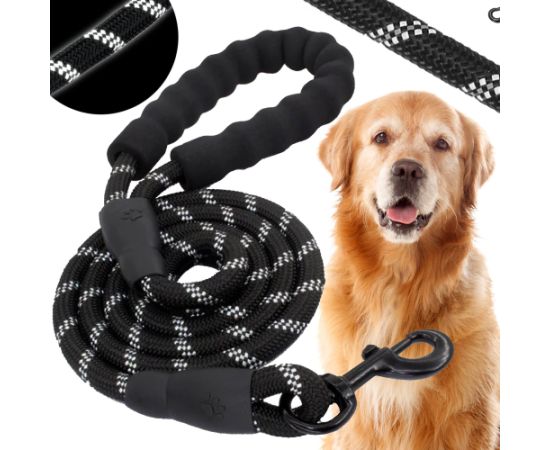 Siksna suņiem Springos PA0332, treniņsiksna suņiem līdz 50 kg, 5 m, melni-balti Citas preces