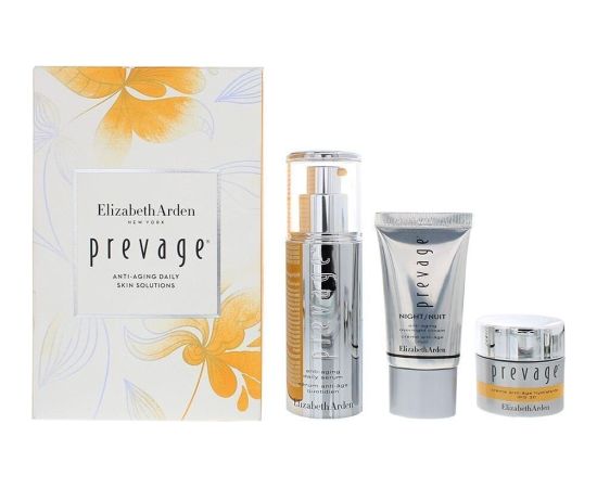 Set Elizabeth Arden: Prevage - Anti-Aging, Daily, Serum, Face, 30 ml + Prevage - Anti-Aging, Overnight, Cream, Face, 15 ml + Prevage - Anti-Aging, Moisturising, Day, Cream, Face, SPF 30, 15 ml For Women Dāvanu komplekti